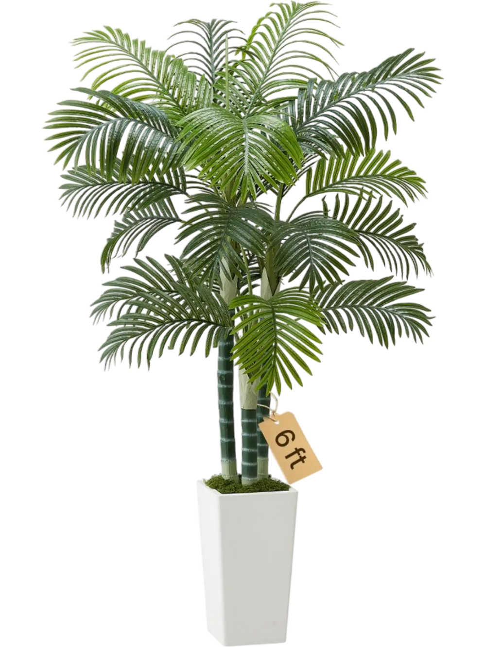 VEVOR Artificial Areca Palm Tree 6 ft, Fake Palm Tropical Plants with White Tall Planter, Faux Floor Silk Plant in Pot, Large Trees for Home Office Living Room Decor House Warming, Indoor Outdoor