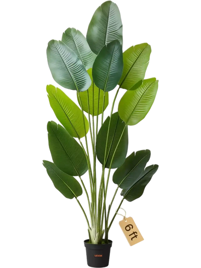 VEVOR Artificial Bird of Paradise 6 ft Tall, Fake Tropical Plants with with 13 Trunks & White Pot, Faux Floor Silk Tree, Large Trees for Home Office Living Room Decor House Warming, Indoor Outdoor