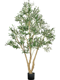 VEVOR 6FT Artificial Olive Tree with Black Pot, Tall Fake Tree with Natural Wood Trunk & Realistic Green Leaves and Fruits, Indoor Faux Plant for Home, Office, Living Room, Corner Decor
