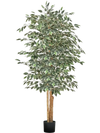 VEVOR 6FT Artificial Ficus Tree with Black Pot, Tall Faux Ficus Plant with Natural Wood Trunk and Realistic Green Leaves, Indoor Fake Silk Tree for Home, Office, Living Room, or Corner Décor