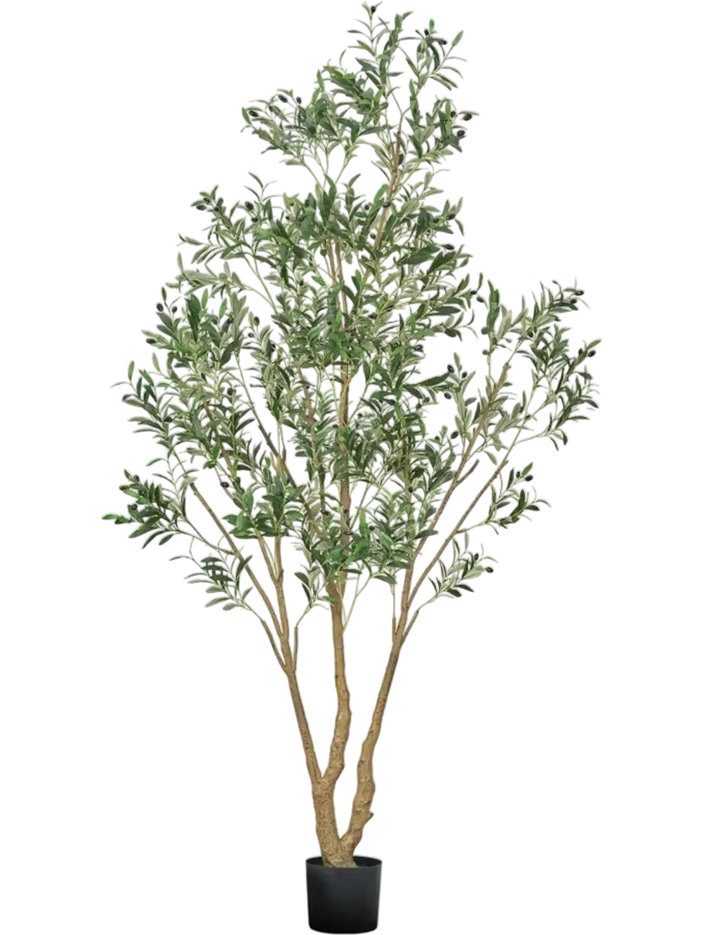 VEVOR 8FT Artificial Olive Tree with Black Pot, Tall Fake Tree with Natural Wood Trunk & Realistic Green Leaves and Fruits, Indoor Faux Plant for Home, Office, Living Room, Corner Decor