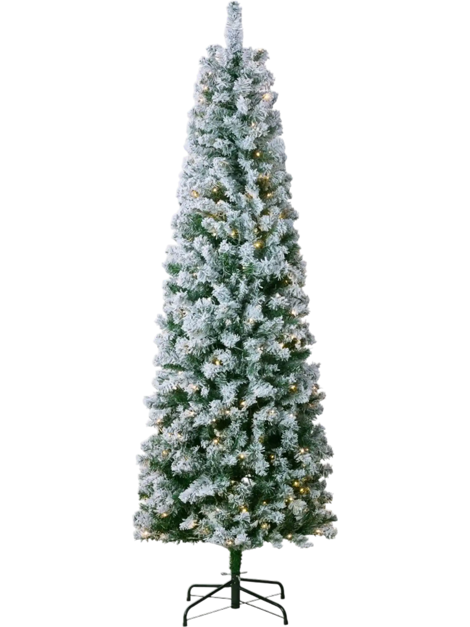 Vevor Flocking Pencil Christmas Tree 6.5' Prelit Artificial Tree with 250 LED Lights New
