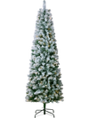 VEVOR Christmas Tree, 6.5ft Prelit Flocked Artificial Tree, Full Holiday Xmas Tree with 250 White LED Lights, 814 Branch Tips, Metal Base for Home Party Office Decoration