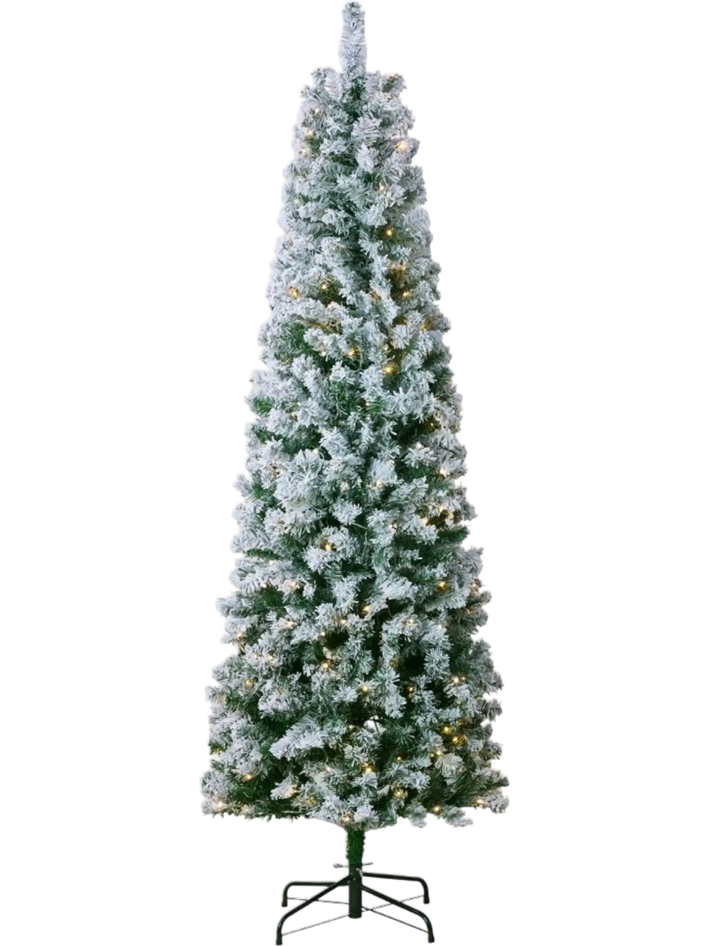 VEVOR Christmas Tree, 6.5ft Prelit Flocked Artificial Tree, Full Holiday Xmas Tree with 250 White LED Lights, 814 Branch Tips, Metal Base for Home Party Office Decoration