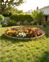 VEVOR Faux Stone Landscape Edging, 46.4 x 2.2 in Realistic Lawn Edging, Flexible Brick-Sized Garden Edging Border with Anchoring Spikes, Fade-Resistant Yard Edging for Driveways Walkway Brown