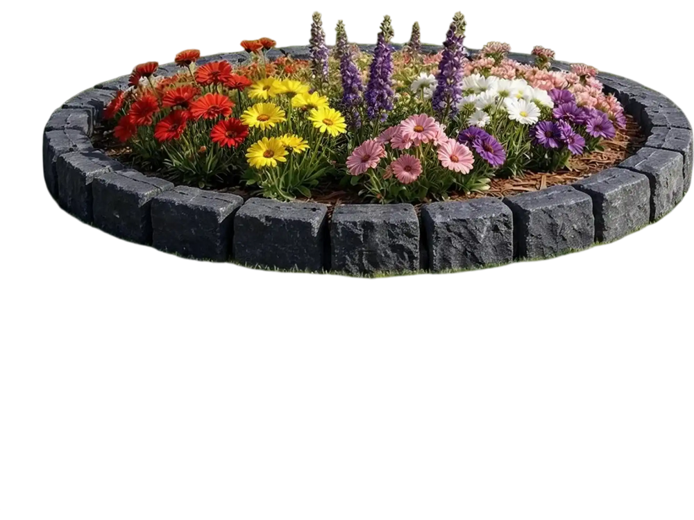 VEVOR Faux Stone Landscape Edging, 46.85" Kit, No Dig Garden Edging Border, Blocks for Lawn, Flower Beds, Yards, 1 Pack Each Section Has 6 Bricks 46.85"L x 3.94"W x 6.1"H, 3 Spikes, Charcoal Black