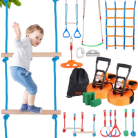 VEVOR Ninja Warrior Obstacle Course for Kids, 2 x 50 ft Weatherproof Slacklines, 500lbs Weight Capacity Monkey Line, Outdoor Playset Equipment, Backyard Toys Training Equipment Set with 12 Obstacles