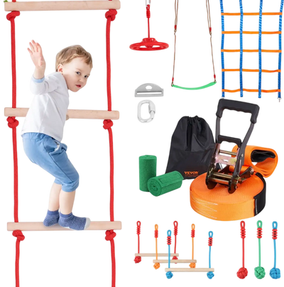 Vevor Ninja Warrior Obstacle Course Kids Outdoor Playset with 10 Obstacles New