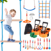 VEVOR Ninja Warrior Obstacle Course for Kids, 2 x 56 ft Weatherproof Slacklines, 500lbs Weight Capacity Monkey Line, Outdoor Playset Equipment, Backyard Toys Training Equipment Set with 12 Obstacles