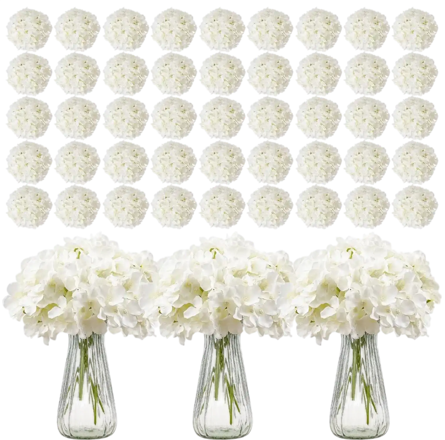 Vevor Artificial Flowers White Silk Hydrangea Bouquet 305-Pc 9.8