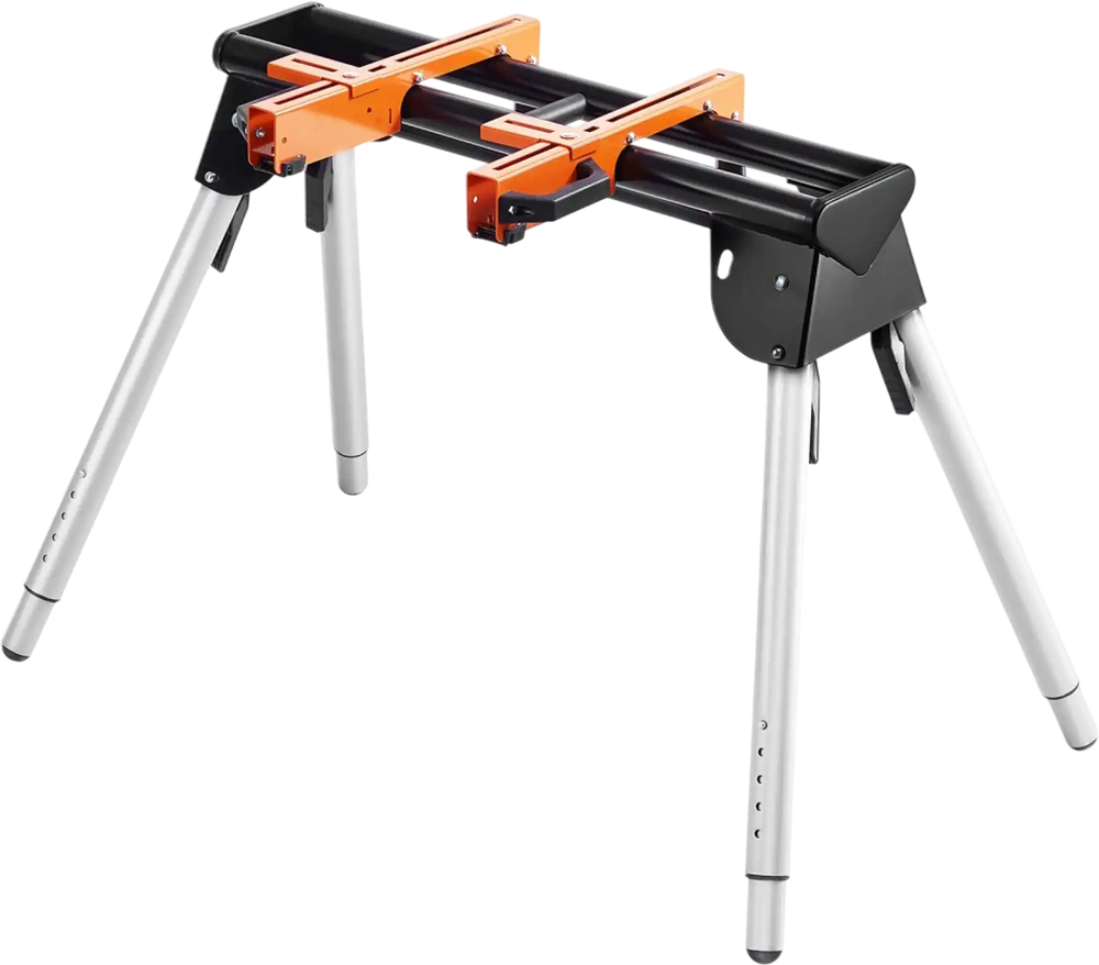 VEVOR Miter Saw Stand, 330lbs Load Capacity Steel Collapsible Stand for Miter Saw with One-piece Mounting Brackets Clamps, 29.1"-32.9" Adjustable Height, Portable Compact and Folding Miter Saw Stand