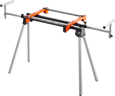 VEVOR Miter Saw Stand, 300lbs Load Capacity Steel Collapsible Stand for Miter Saw with One-piece Mounting Brackets Clamps, Adjustable Height and Length, Portable Compact and Folding Miter Saw Stand