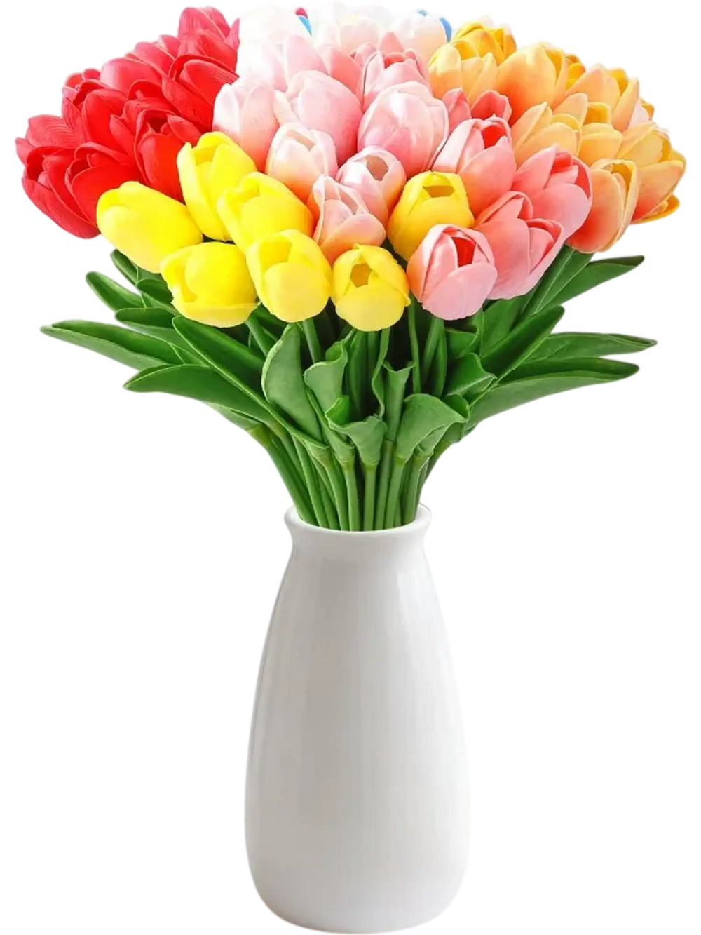 VEVOR Artificial Flowers Bulk Tulips 100 PCS Mixed Color Flower with Stems, Faux Flowers for Vase, Centerpieces, Weddings, Parties, Bouquets, Home Decor and DIY Arrangements, Realistic Fake Flower