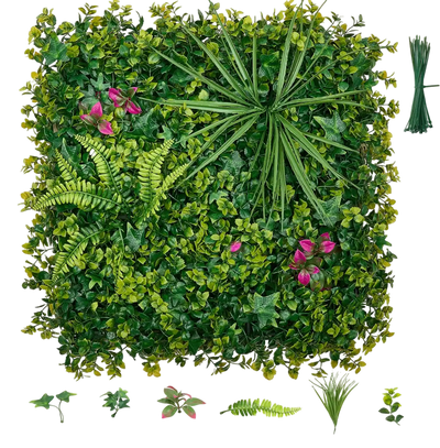VEVOR Artificial Plant Wall, 12PCS 20 x 20 in Artificial Boxwood Panels, Greenery Backdrop Privacy Hedge Fence with Sun Protection, Fake Grass Wall Screen for Wedding, Indoor, Outdoor Garden, Backyard