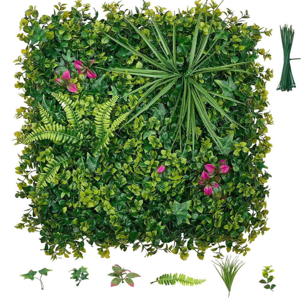 VEVOR Artificial Plant Wall, 16PCS 20 x 20 in Artificial Boxwood Panels, Greenery Backdrop Privacy Hedge Fence with Sun Protection, Fake Grass Wall Screen for Wedding, Indoor, Outdoor Garden, Backyard