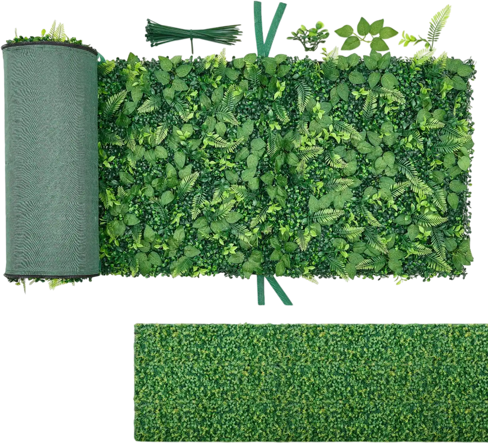 VEVOR Artificial Plant Wall, 4 PCS, Each Panel 2 x 8 ft Artificial Boxwood Panels, Sun Protection Greenery Backdrop Privacy Hedge Fence, Fake Grass Screen for Wedding, Indoor, Outdoor Garden, Backyard