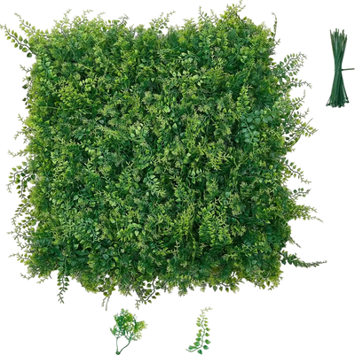 VEVOR Artificial Plant Wall, 12PCS 20 x 20 in Artificial Boxwood Panels, Sun Protection Greenery Backdrop Privacy Hedge Fence, Fake Grass Screen for Wedding, Indoor, Outdoor Garden, Backyard