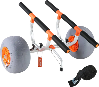 VEVOR Heavy Duty Kayak Cart, Foldable Canoe Trolley Cart with 12'' Tires, Adjustable Width 6.69