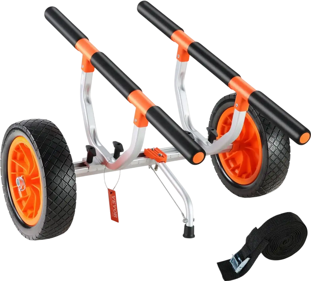 VEVOR Heavy Duty Kayak Cart, 450lbs Load Capacity, Detachable Canoe Trolley Cart with 12'' Solid Tires, Adjustable Width & Nonslip Support Foot, for Kayaks Canoes Paddleboards Float Mats Jon Boats