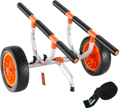 VEVOR Heavy Duty Kayak Cart, 450lbs Load Capacity, Detachable Canoe Trolley Cart with 12'' Solid Tires, Adjustable Width & Nonslip Support Foot, for Kayaks Canoes Paddleboards Float Mats Jon Boats