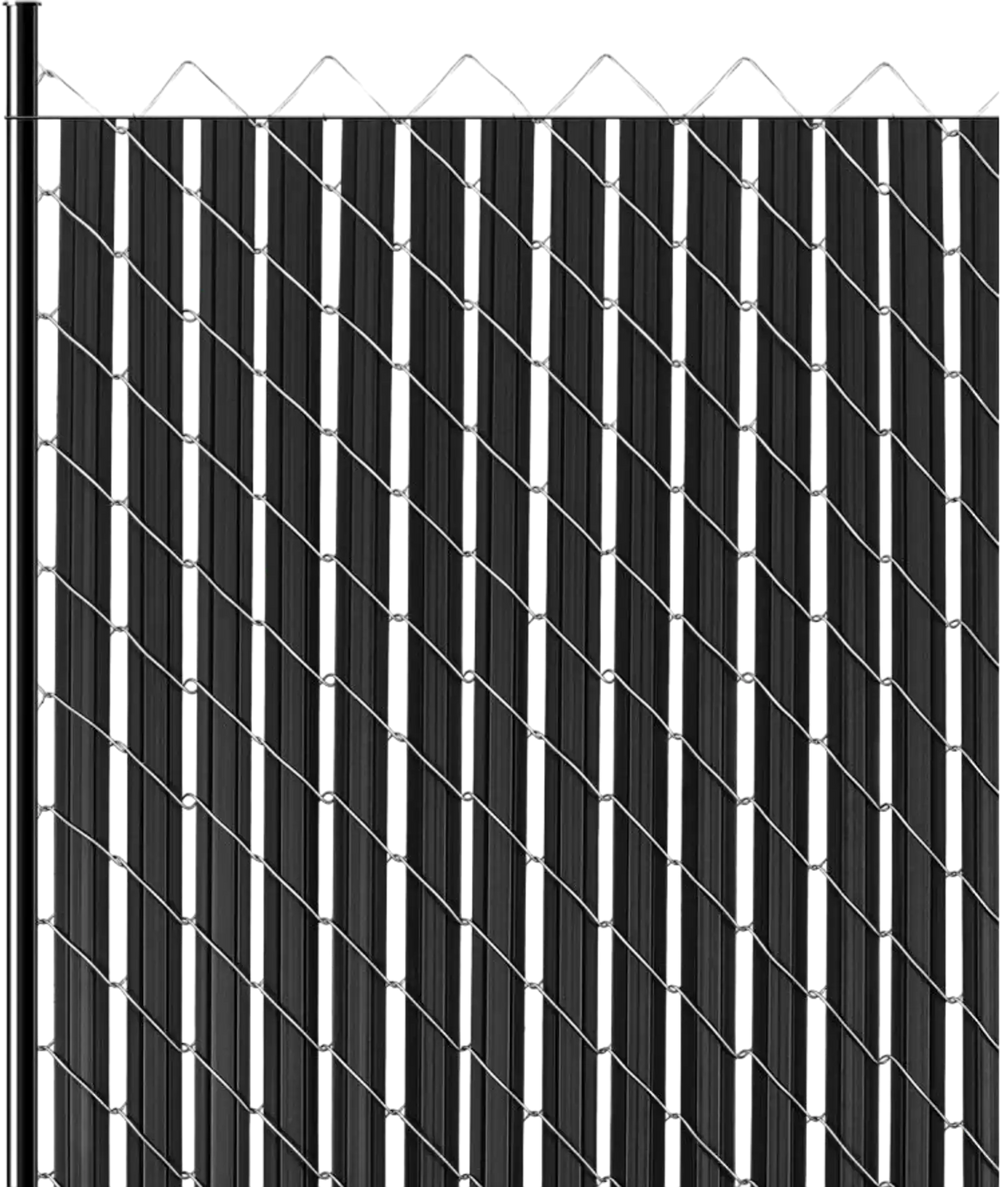 VEVOR Bottom Locking Privacy Slats, Double-Wall Vertical Bottom-Locking Slats with Wings for Chain-Link Fence, High-Density HDPE Chain Link Slats Ideally Fit 8' High Fence for Garden and Farm(Black)