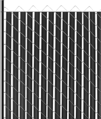 VEVOR Bottom Locking Privacy Slats, Double-Wall Vertical Bottom-Locking Slats with Wings for Chain-Link Fence, High-Density HDPE Chain Link Slats Ideally Fit 6' High Fence for Garden and Farm(Black)