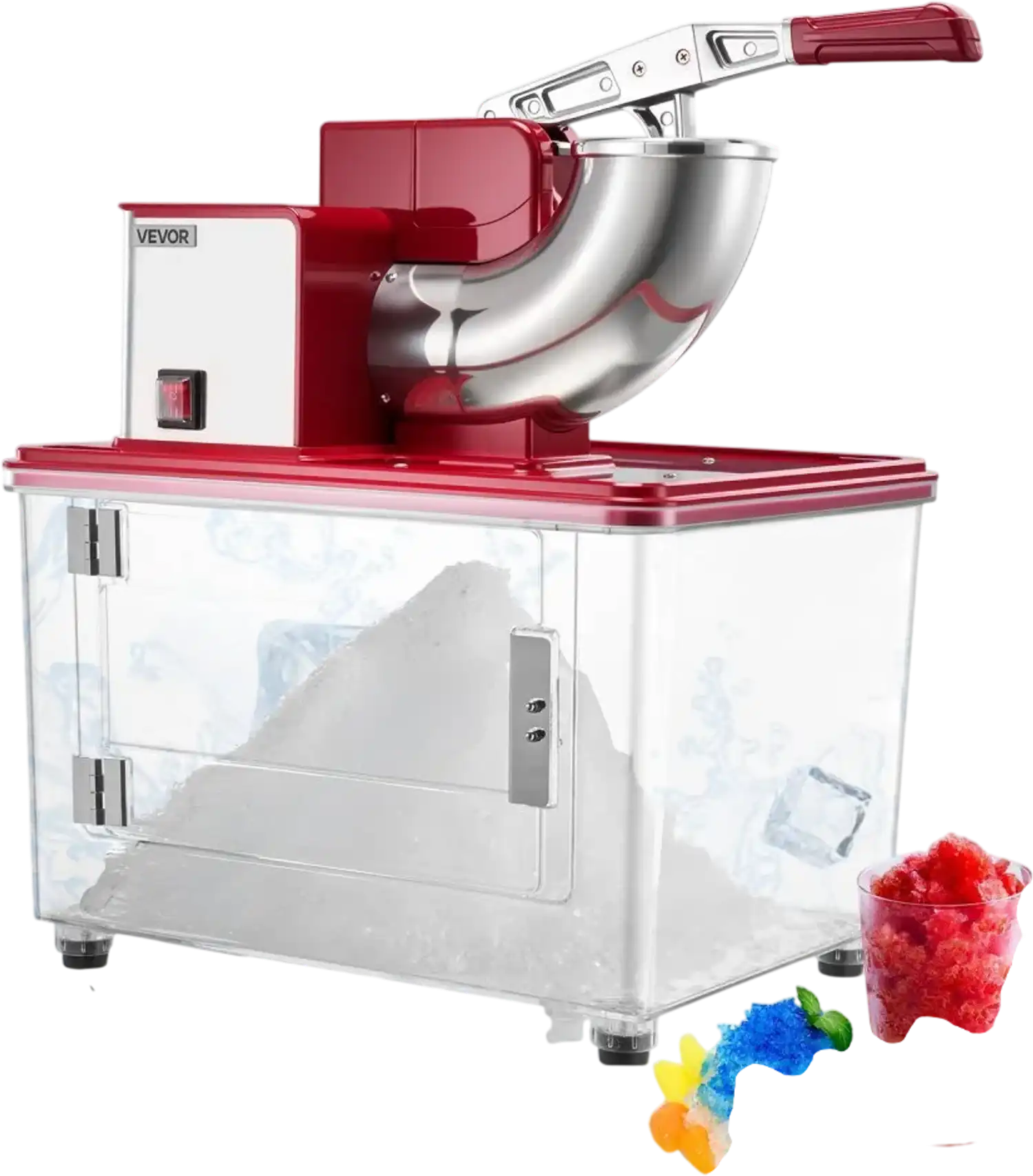 Vevor Ice Crusher Commercial 661 lbs/h Electric Snow Cone Machine Red New