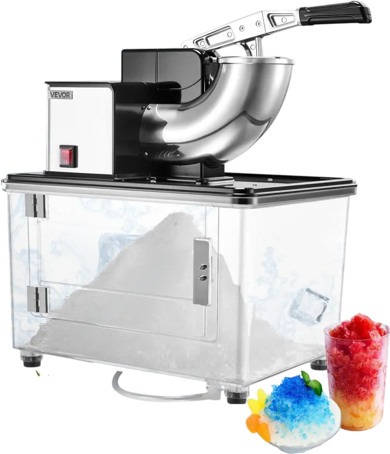 Vevor Snow Cone Machine Commercial 350W 661 lbs/h Electric Ice Crusher ...