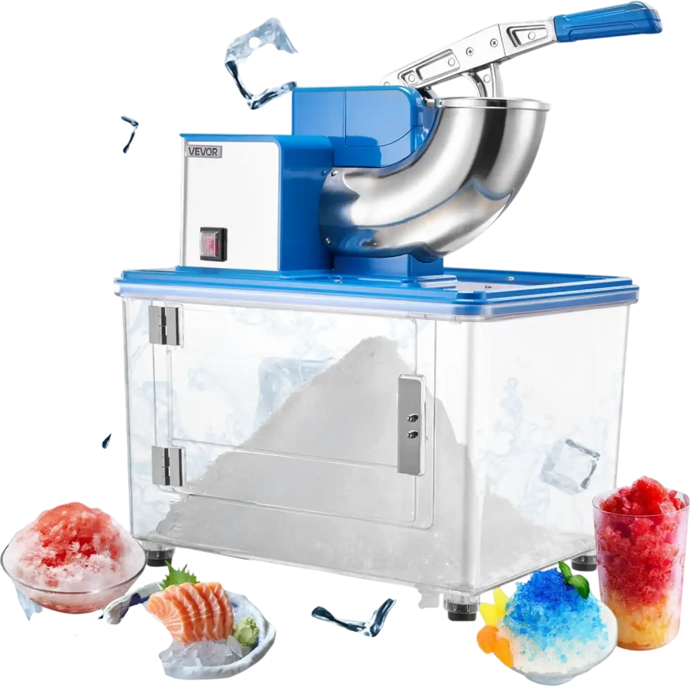 VEVOR Commercial Ice Crusher 661LBS/H, 350W Electric Snow Cone Machine with 4 Blades, 2000RPM Stainless Steel Shaved Ice Machine with 11 Gal Crushed-Ice Box, for Family Restaurants Bars, Blue
