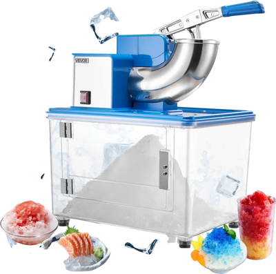VEVOR Commercial Ice Crusher 661LBS/H, 350W Electric Snow Cone Machine with 4 Blades, 2000RPM Stainless Steel Shaved Ice Machine with 11 Gal Crushed-Ice Box, for Family Restaurants Bars, Blue