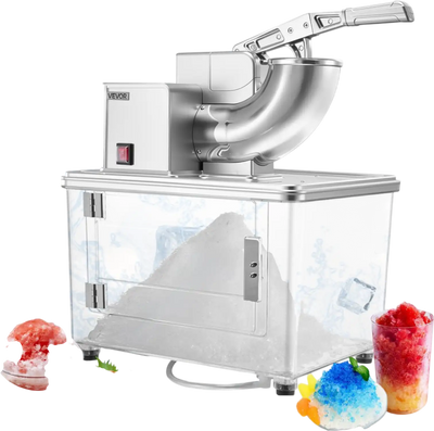 VEVOR Commercial Ice Crusher 661LBS/H, 350W Electric Snow Cone Machine with 4 Blades, 2000RPM Stainless Steel Shaved Ice Machine with 11 Gal Crushed-Ice Box, for Family Restaurants Bars, Silver