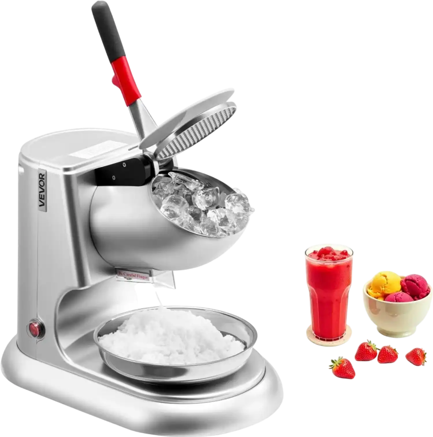 Vevor Ice Crusher Machine 220 lbs/h Electric Snow Cone Maker Stainless Steel Silver New