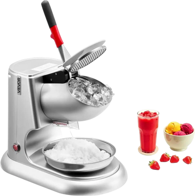 Vevor Ice Crusher Machine 220 lbs/h Electric Snow Cone Maker Stainless Steel Silver New