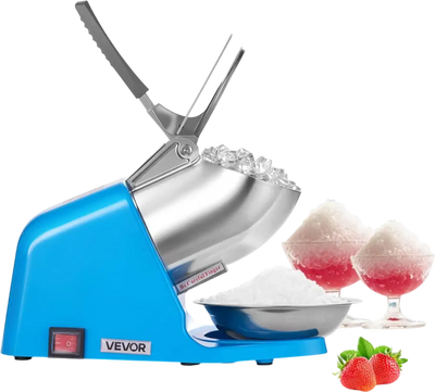 Vevor Ice Crusher Machine Electric 286 lbs/h Snow Cone Maker Shaved Ice Blue New