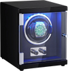 VEVOR Watch Winder, Single Watch Winder for Men's and Women's Automatic Watch, with Super Quiet Japanese Mabuchi Motor, Blue LED Light and Adapter, High-Density Board Shell and Black PU