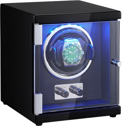 Vevor Watch Winder Single Automatic Watch Winder with Quiet Japanese Mabuchi Motor Blue LED Light New