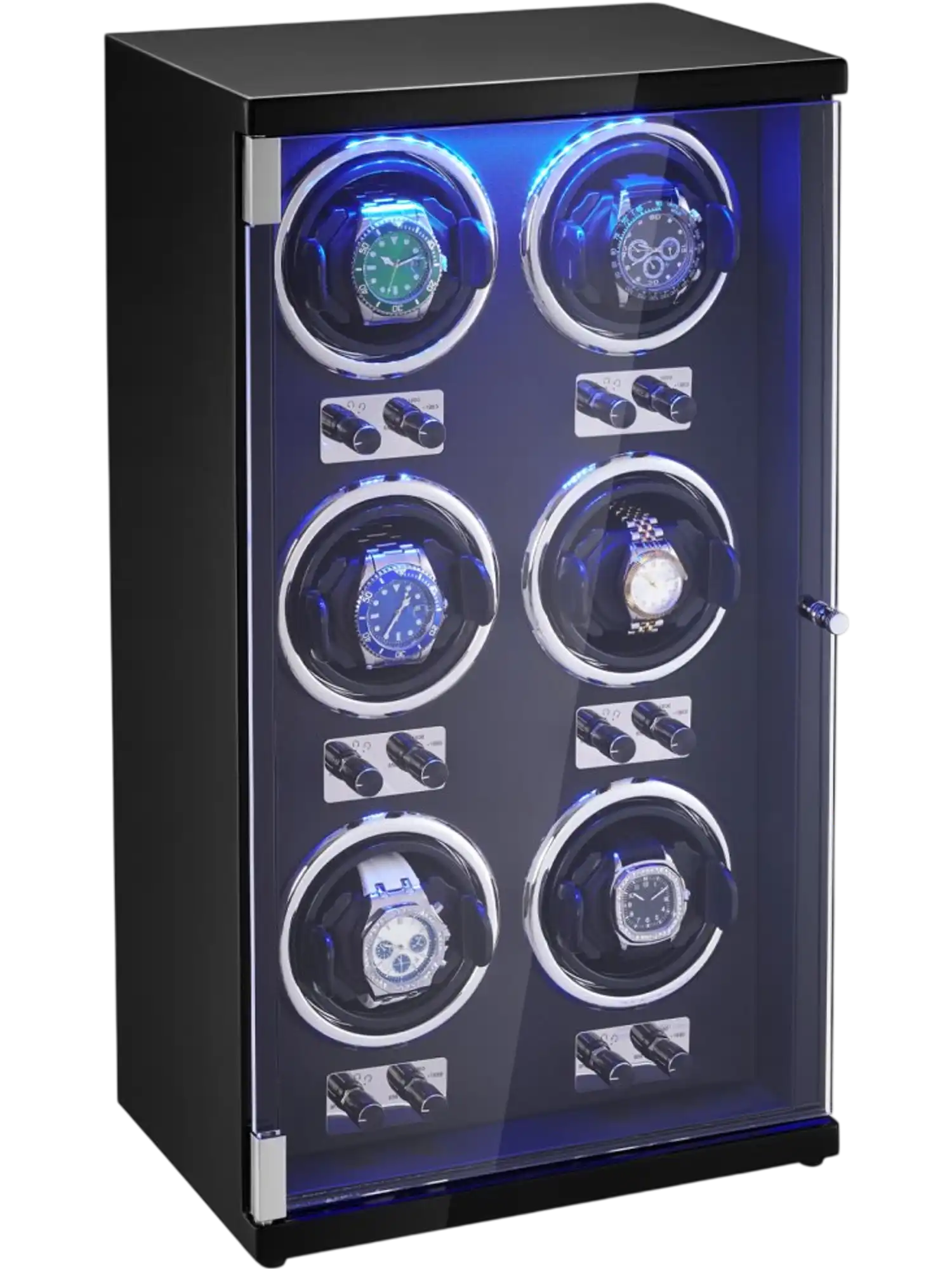 Vevor Watch Winder 6-Piece Automatic Watch Winder with Blue LED Light New