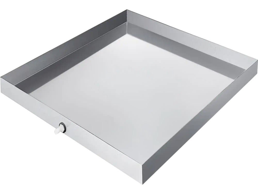 VEVOR 32 x 30 x 2.5 Inch Washing Machine Pan 18 GA Thickness Galvanized Steel Heavy Duty Compact Washer Drip Tray with Drain Hole & Hose Adapter