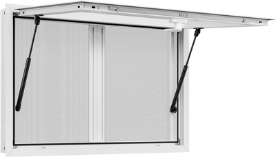 VEVOR Concession Window 36x24 in, Aluminum Alloy Service Window for Food Truck, Up to 85 Degrees Stand Serving Window with 2 Sliding Windows, Awning Door, and Drag Hook, for Concession Trailers
