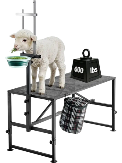 Vevor Goat Milking Stand Heavy Duty Adjustable Feed Bin Tool Basket Stanchion 47