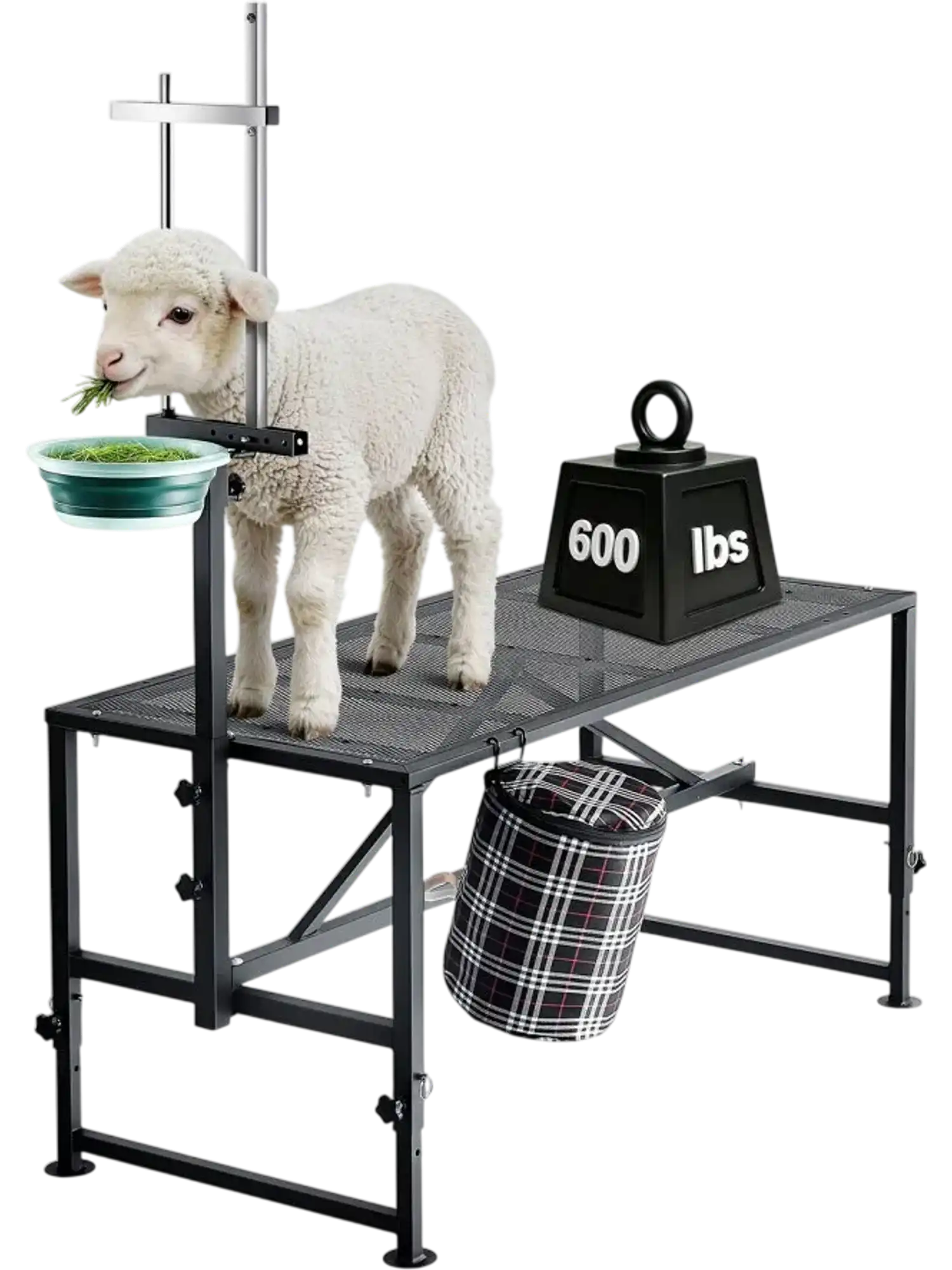 Vevor Goat Milking Stand Heavy-Duty Adjustable Livestock Platform with Feed Bin 51