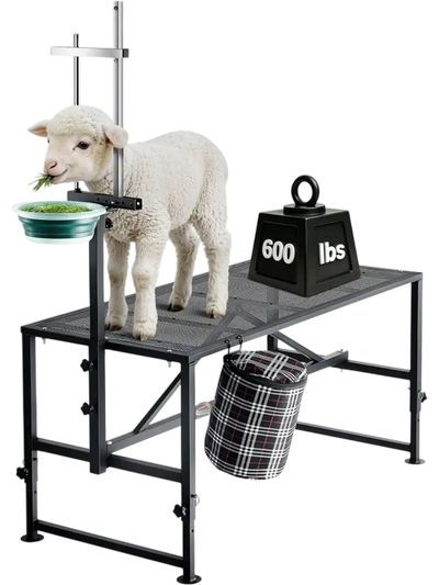 Vevor Goat Milking Stand Heavy-Duty Adjustable Livestock Platform with Feed Bin 51