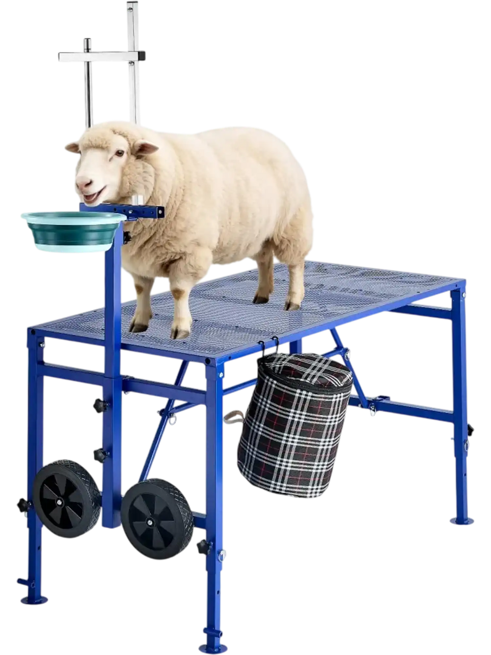 VEVOR Goat Milking Stand, 600 lbs Heavy Duty Foldable Goat Stand with Feed Bin & Wheels, Adjustable Headpiece & Tool Basket, Stanchion for Grooming & Hoof Trimming, Metal Livestock Platform for Sheep