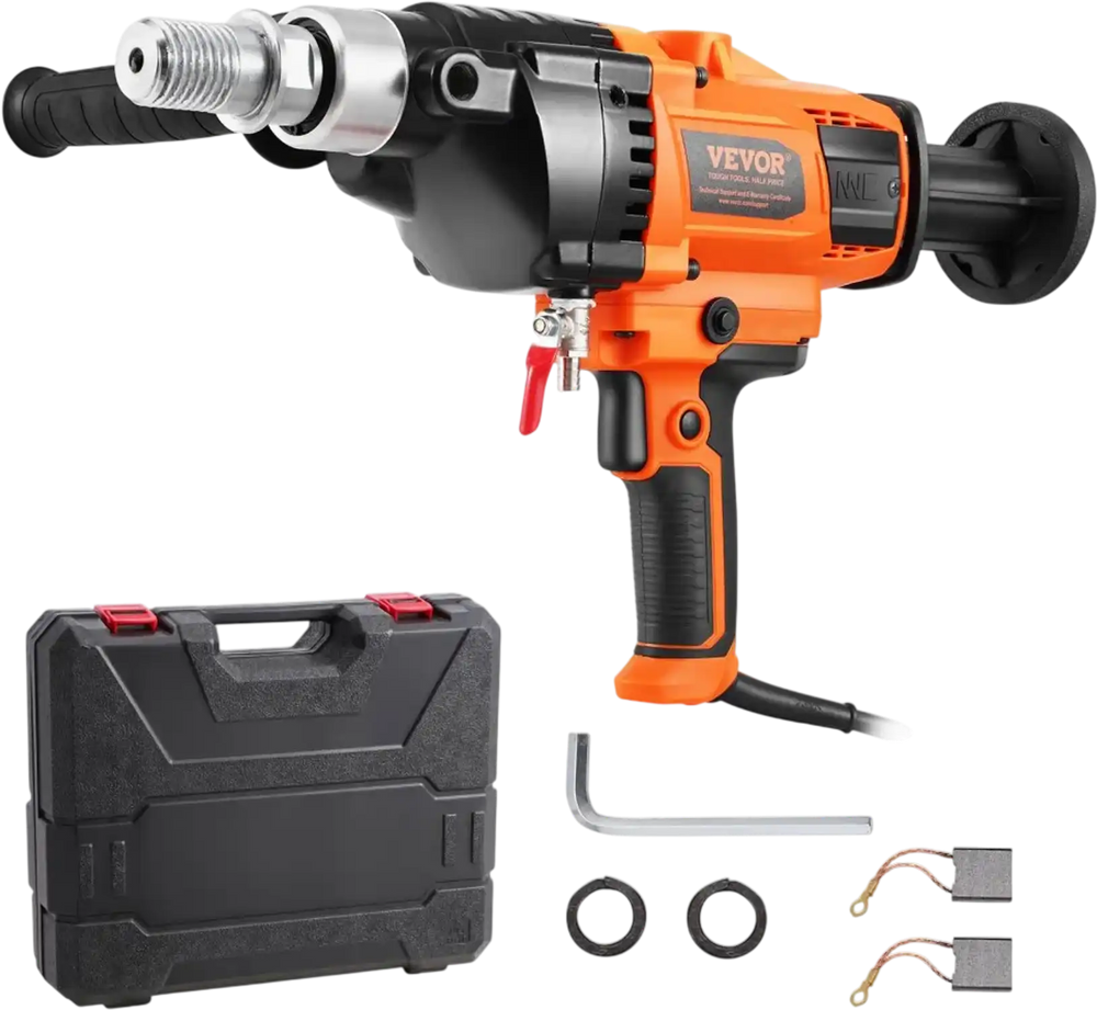 VEVOR Core Drill Machine, 0.8-6.3in Drilling Diameter Handheld Diamond Core Drill Rig with Carrying Case, 2000W Rugged Concrete Core Drill, Wet and Dry Use, For Drilling Concrete and Mixing Paint