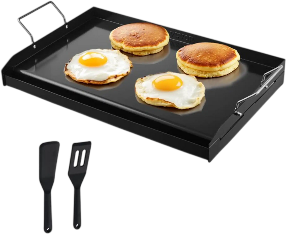 VEVOR Carbon Steel Griddle, 24x16 inch Universal Flat Top Rectangular Plate, Gas Grill Griddle for BBQ Grill, Teppanyaki, Portable Family Cookware with Handle, for Camping Tailgating Party