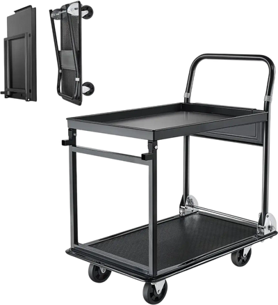 Vevor Platform Cart Foldable 2-Tier Push Dolly 700 lbs 28.7