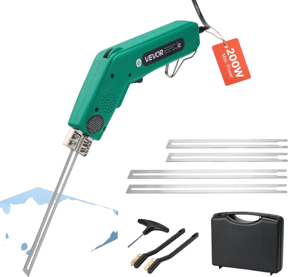 VEVOR Hot Knife Foam Cutter, 200W Electric Foam Cutting Tool, 122℉ - 932℉ Adjustable Styrofoam Cutter with 6" & 8" Cutting Blades for KT Board, Polyethylene, Sponge, Rubber - Tool Box Included