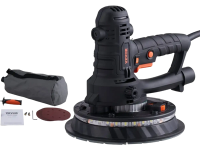 VEVOR Drywall Sander, 800W Electric Sander with 12 Sanding Discs, Variable Speed 1200-2300 RPM Wall Sander with Automatic Vacuum Dust Collection System, Double LED Lights, Dust Bag, Detachable Edge