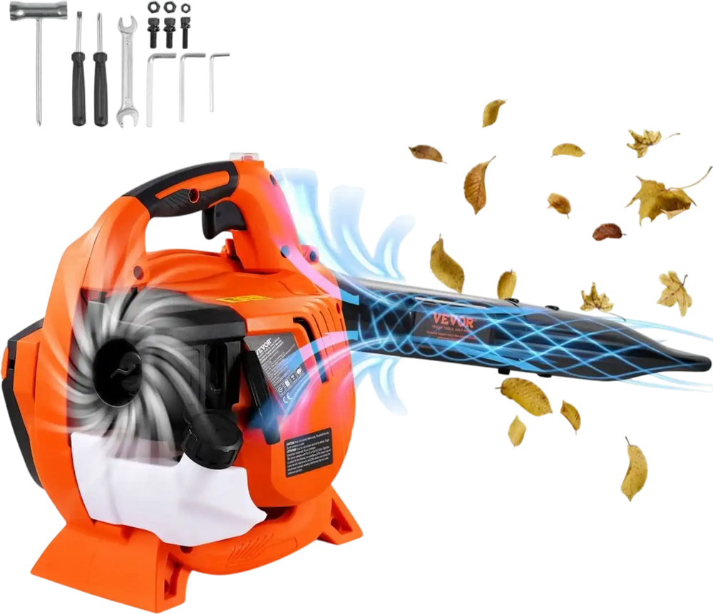 VEVOR Leaf Blower, 26CC 2-Cycle Handheld Leaf Blower with A Fuel Tank, 2-in-1 Blower 425CFM Air Volume 156MPH Speed, Ideal for Lawn Care, Leaf Cleaning, and Snow Removal