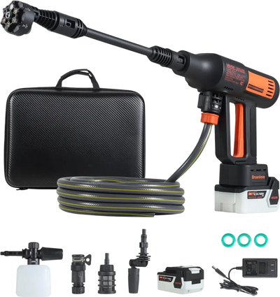 VEVOR Cordless Pressure Washer, 1200PSI MAX Portable Pressure Washer with Brushless Motor, Dual Batteries, 6-in-1 Nozzle & Water Hose, 4 Speed Adjustable, Handheld Power Cleaner for Home Garden Patio